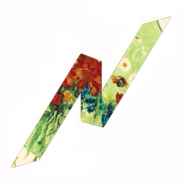 Accessories - Van Gogh Art Silk Skinny Scarf Long Ribbon Bag Handle Tie Hair Wrap